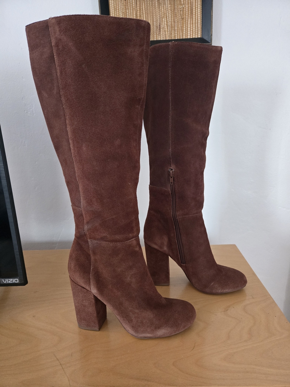 Urban Outfitters Brown Suede Over-the-Knee Block Heel Boots